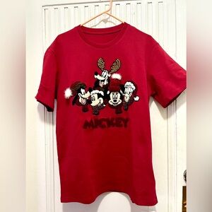 NWT Disney Christmas Mickey Mouse Inspired Bedazzled Top.